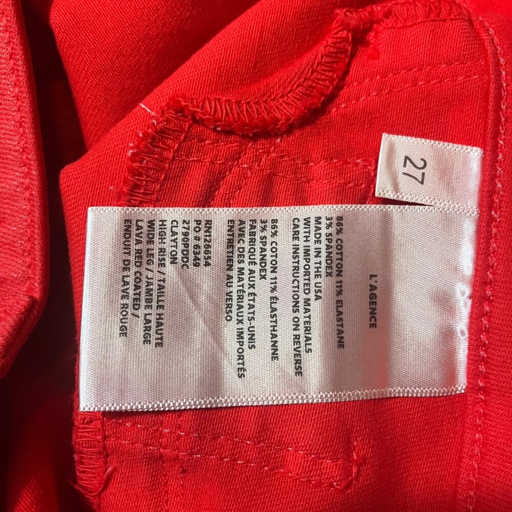 L'AGENCE Red High-Rise Straight Leg Jeans – Size 27 - Picture 6 of 10